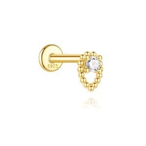 Gold detail Stud cartridge Earring with Zircon